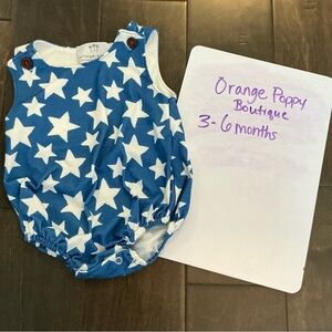 Orange Poppy Boutique Blue Star Sleeveless Bubble Romper
